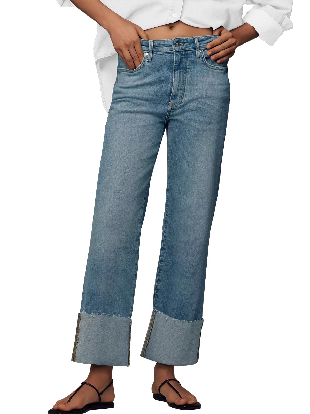 KUNMI Jeans for Women Wide Leg Baggy High Waist Boyfriends Straight Leg Stretchy Denim Pants Trendy Fall 2025