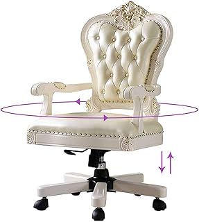 HKIASQ Silla de Oficina giratoria y sofá Sillón elevable tapizado Silla de Escritorio de Cuero Genuino con Ruedas Muebles de Oficina en casa, Vintage Ajustable,A