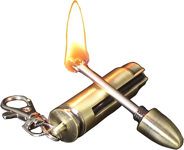 Permanent Match Keychain Lighter,Keychain Flint Metal Matchstick Fire Starter,Waterproof Flint Fire Starter,Best Gift Ideas and Emergency Survival Equipment for Barbecue Camping(Sold without Fluid)