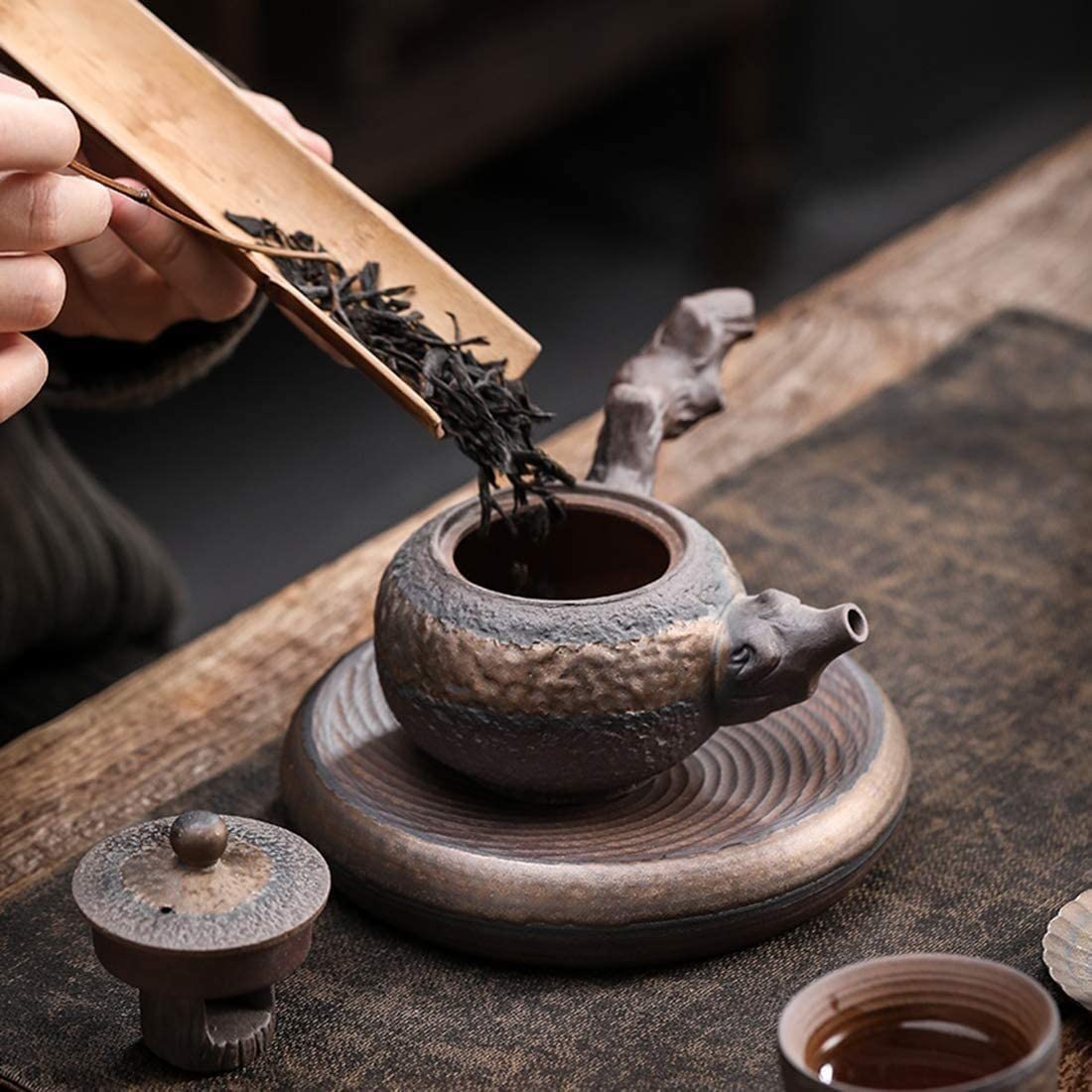 Japonaise Théière Théière en Fonte Outil de thé de théière de poignée latérale en céramique chinoise de 230 ml, et décoration de meubles Theiere en Fonte