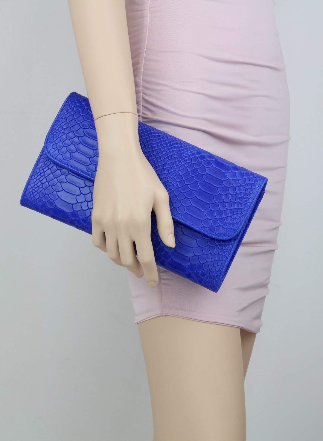 Girly Handbags Bolso Clutch de Piel Italiana con Estampado de Serpiente