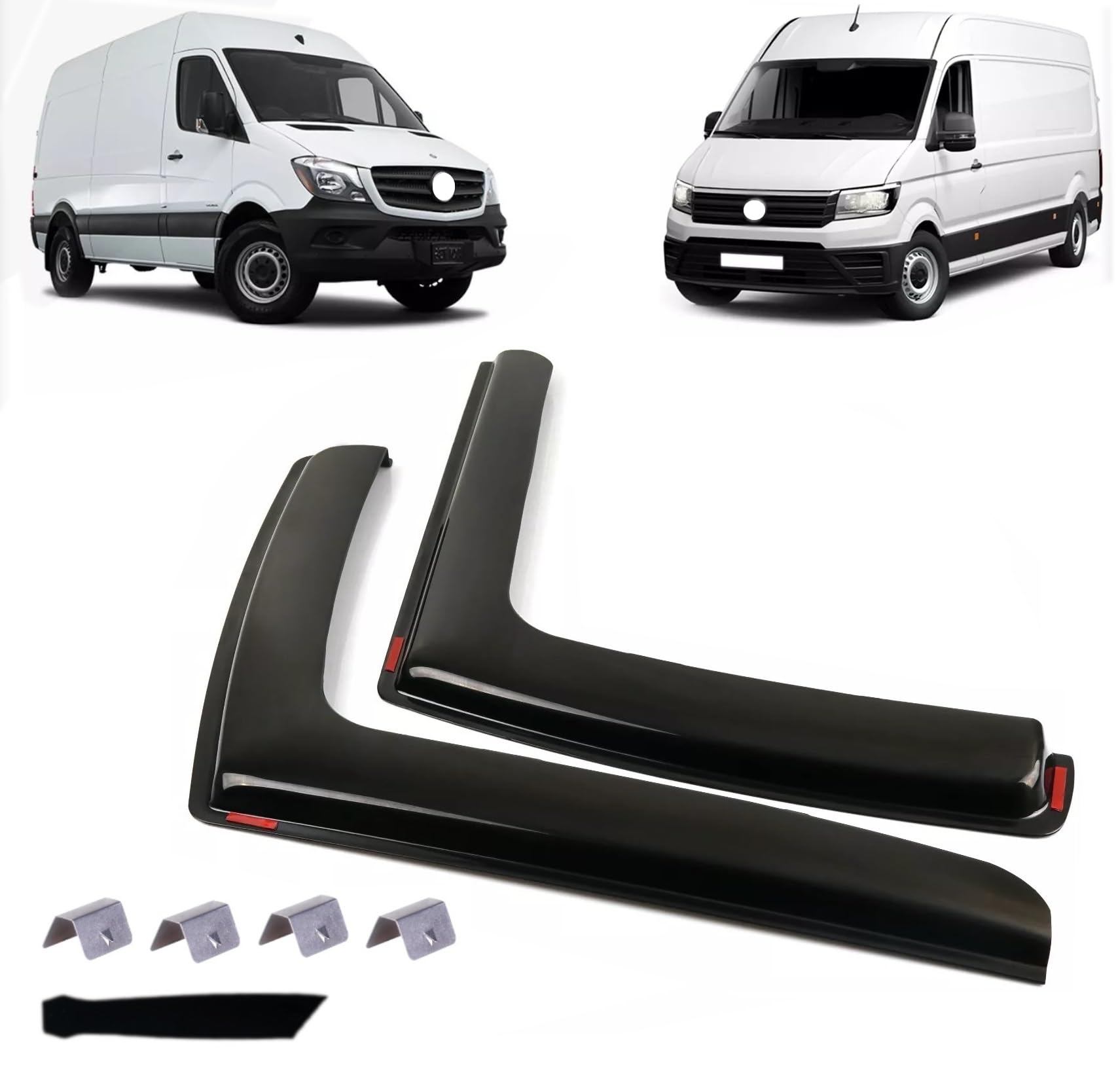 Kit 2 Deflettori Aria Nero Fumé Antivento per Finestrini Laterali Anteriori Compatibile con Mercedes-Benz Sprinter W906 VW Crafter 2006-2018
