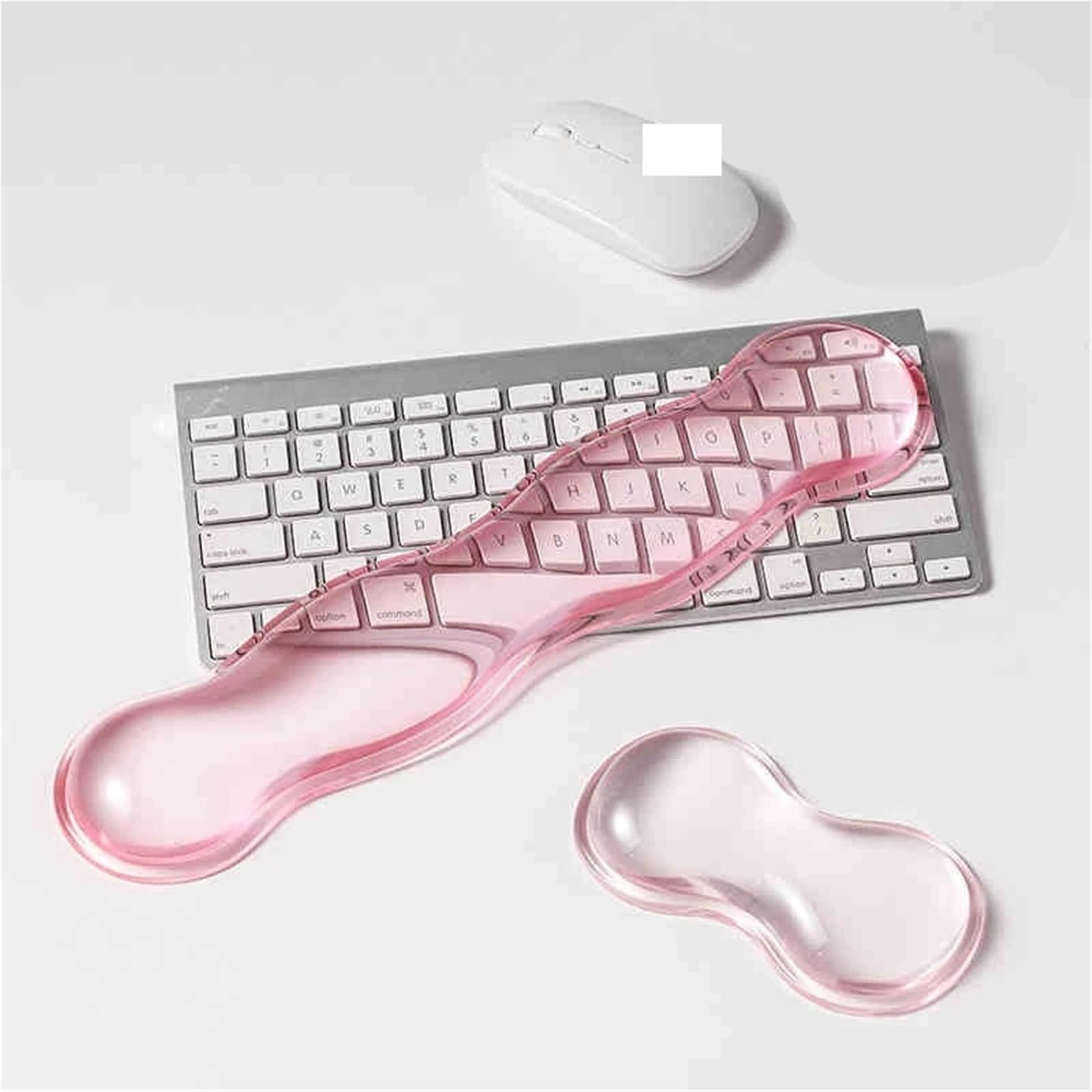 Handgelenkauflage Tastatur Silicone Keyboard Mouse Wrist Rest Cool Soft Ergonomic Pad For Laptop Computer Office Home Mat(2 in 1 set pink)