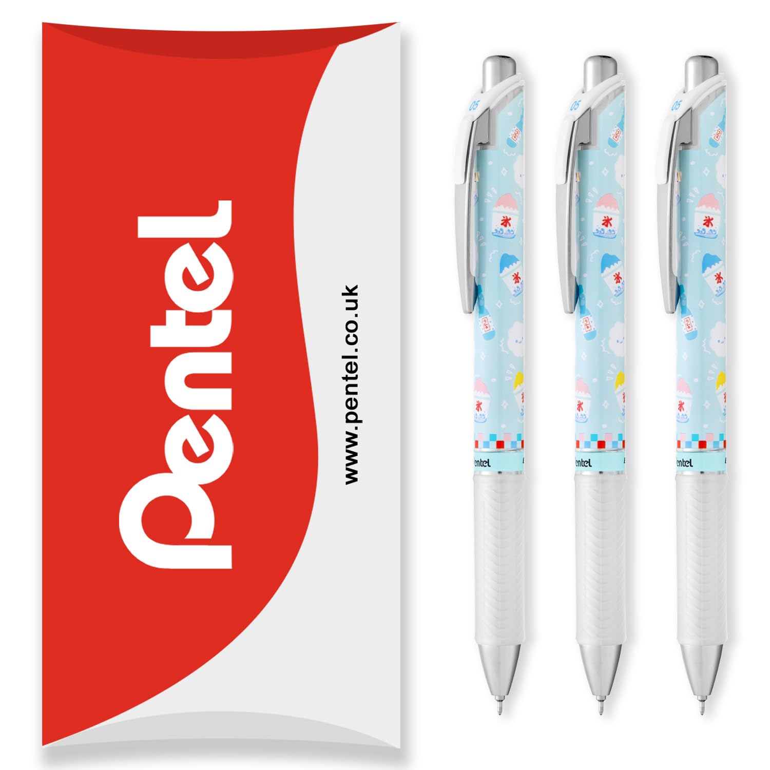 Pentel Energel BLN75 Retractable Gel Ink Rollerball Pen, 0.5mm, 54% Recycled, Black Ink, In Envelope Gift Packaging (3 Pack