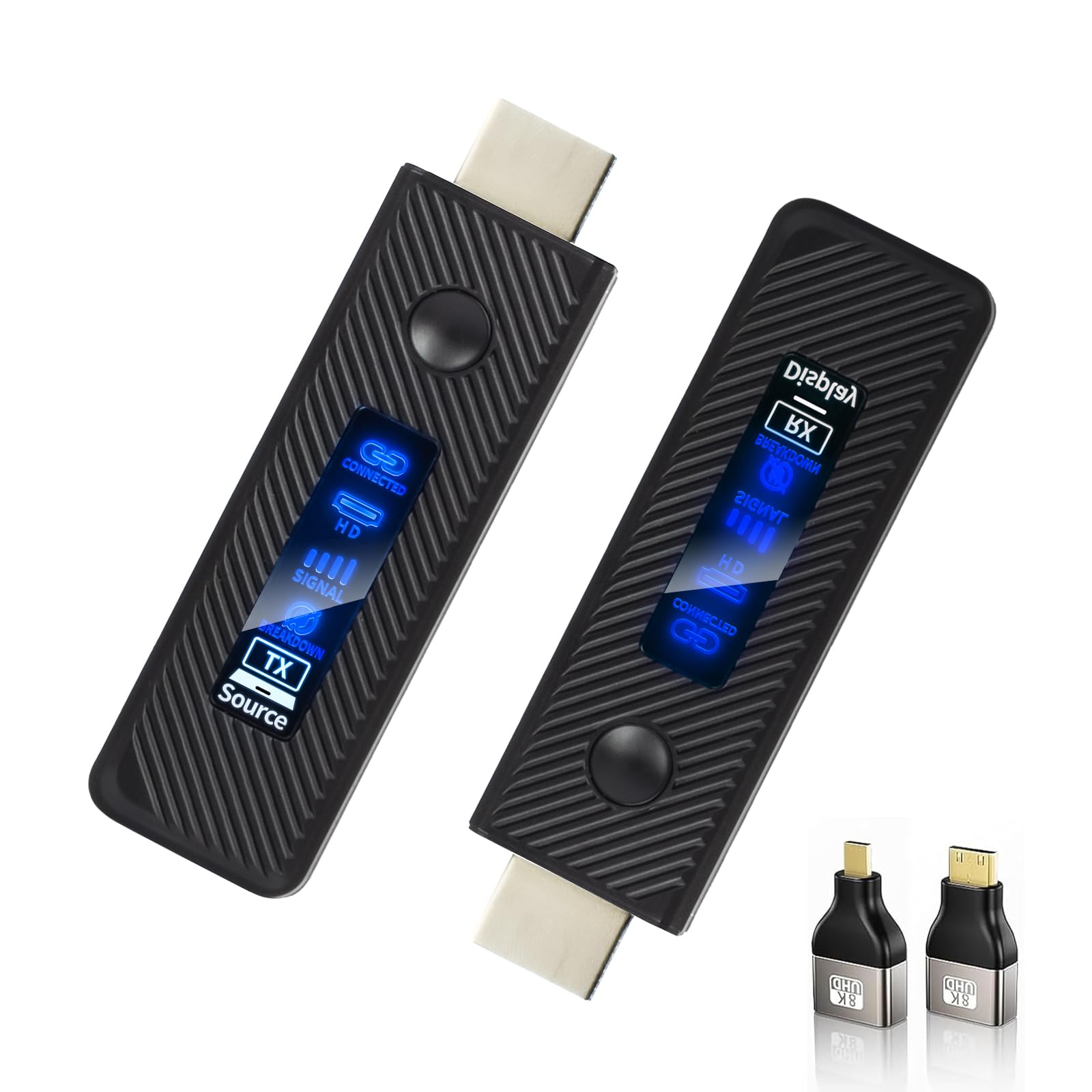 Trasmettitore e ricevitore HDMI wireless, extender HDMI aggiornato 2025 60M, decodifica 4K ingresso 1080P uscita, Plug&Play HDM I wireless portatile per video e audio su monitor da PC/Laptop/TVBox