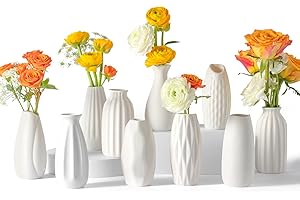 Small White Ceramic Vases Set of 10: Exquisite Elegance for Home Decor and Special Occasions