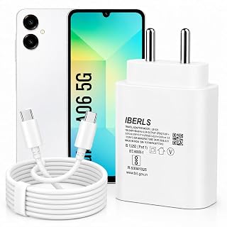 IBERLS 25W Pd 3A Type-C Super Fast Adapter with 1M Type C Cable Compatible with Samsung A06/A57/A37/A07/A36/A56/A17/A26/A35/A55/ A16/A15/Tablet, Charge Your Device with 25 Watt USB C Fast Charger