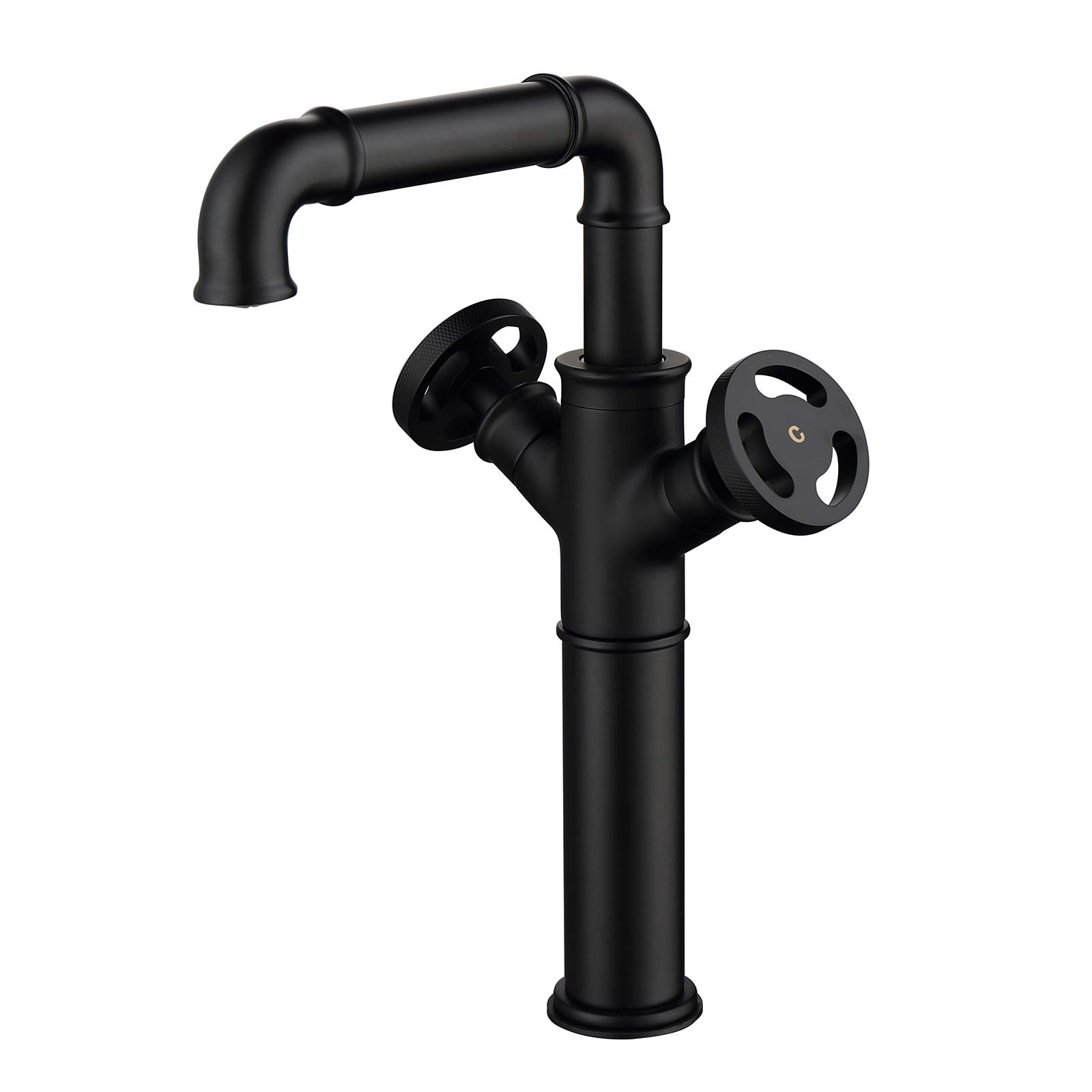 ZQFHSX Black Industrial Style Brass Bathroom Faucet with Double Handle Single Hole Basin Mixer Tap Deck Mounted Vanity Lavatory for Hot and Cold Water