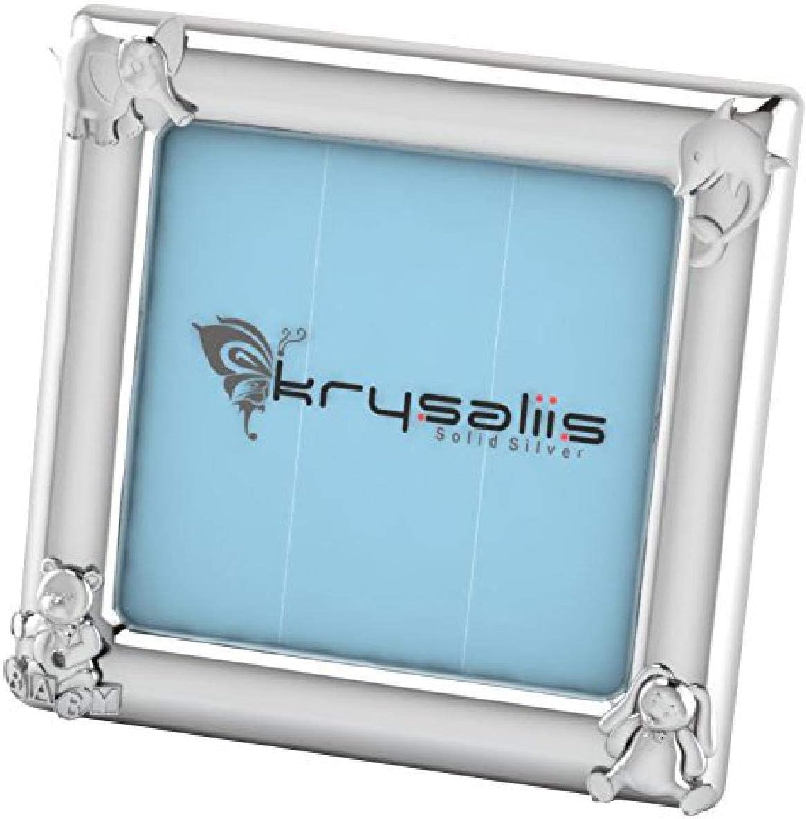 Sterling Silver Animal Square Frame - Blue Stand