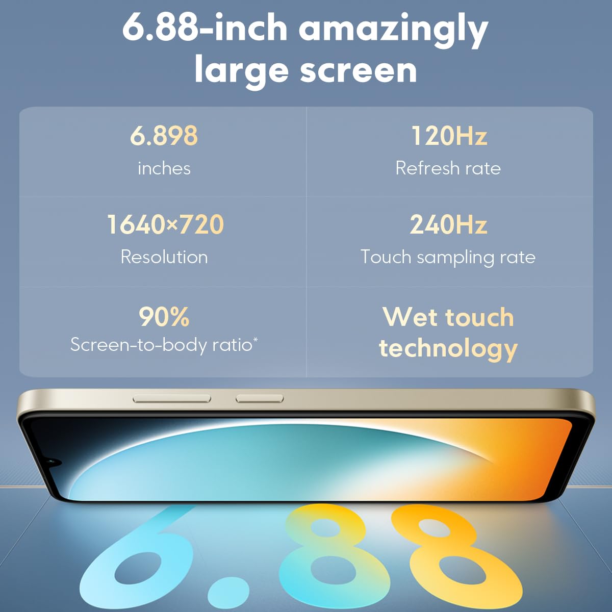 XIAOMI POCO C71 4G Smartphone, 3GB+64GB Oro, Unisoc T7250 Octa-Core, Schermo immersivo 6,9" 120Hz, Batteria 5200 mAh, Fotocamera dual 32 MP AI