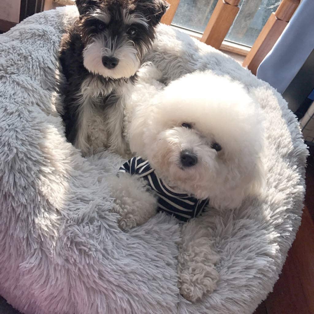 Katzensofa Lange Plüsch Super Weiche Haustier Bett Zwinger Hund Runde Katze Winter Warme Nest Welpen Kissen Matte Tragbare Liefert Für Hundekissen(Dark Gray,7 3/8)