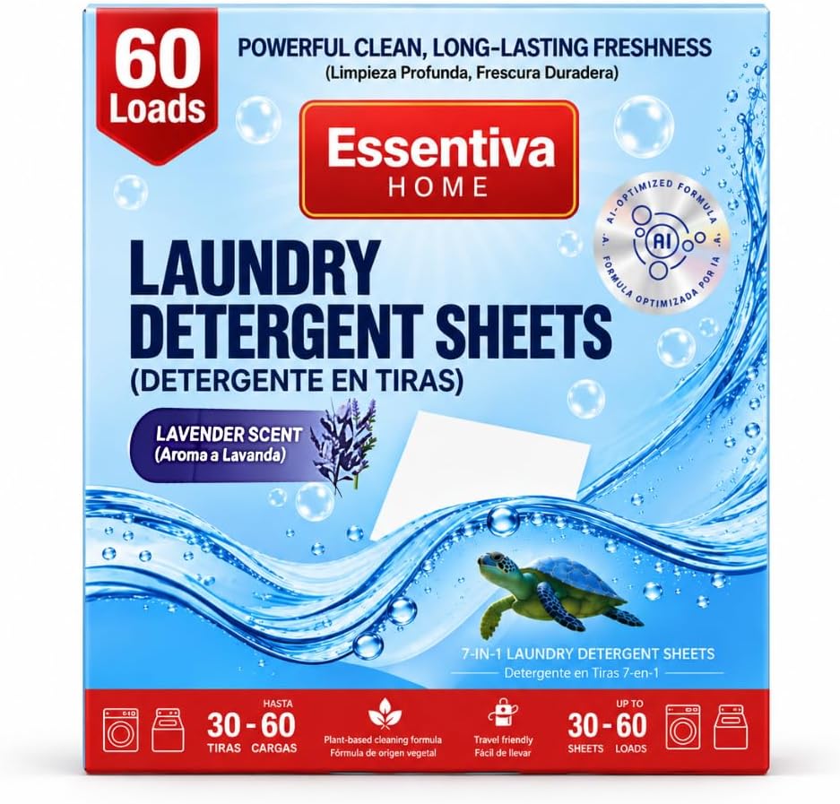 Laundry Detergent Sheets | 60 Loads | Lavender Scent | Long Lasting