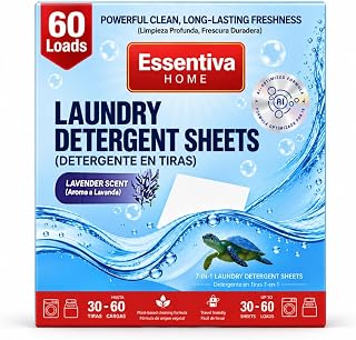 Laundry Detergent Sheets | 60 Loads | Lavender Scent | Long Lasting | Large sheets, 30 Dissolvable Sheets, Pack of 1, Septic Safe, Plant Based Laundry Detergent, Travel Laundry Detergent