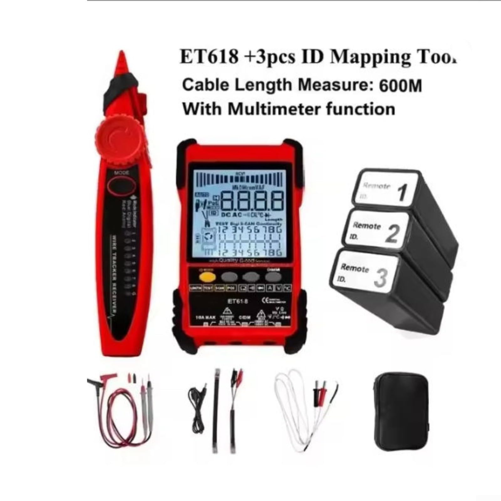 Netzwerk LAN Kabeltester ET618 Mit Multimeter 600M Laengenmessung für poe Pruefung NCV Spannungsmessung Zur Fehlersuche An Patchkabel BNC Telefonleitung In IT Werkstatt Gebaeudetechnik
