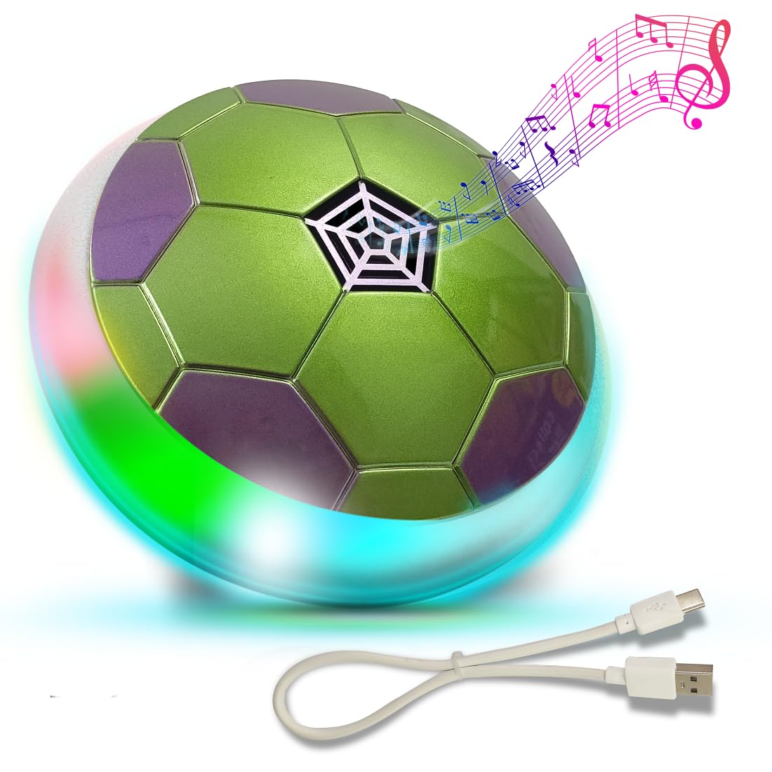 NHR Musical C-Type USB Rechargeable Battery Powered Hover Football Indoor Electric Floating Hover Ball | Soccer | Smart Air Football | Fun Game for Kids Toys for Boys and Girls Birthday Gift (Green) - Image 8 thumbnail