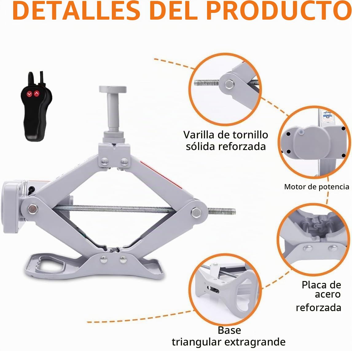 ROGTZ - Kit de gato de tijera eléctrico para auto de 3 toneladas, 12V, portátil, con rango de 44,9 cm para SUV/sedán, gato de piso para cambio de neumáticos y emergencia en carretera
