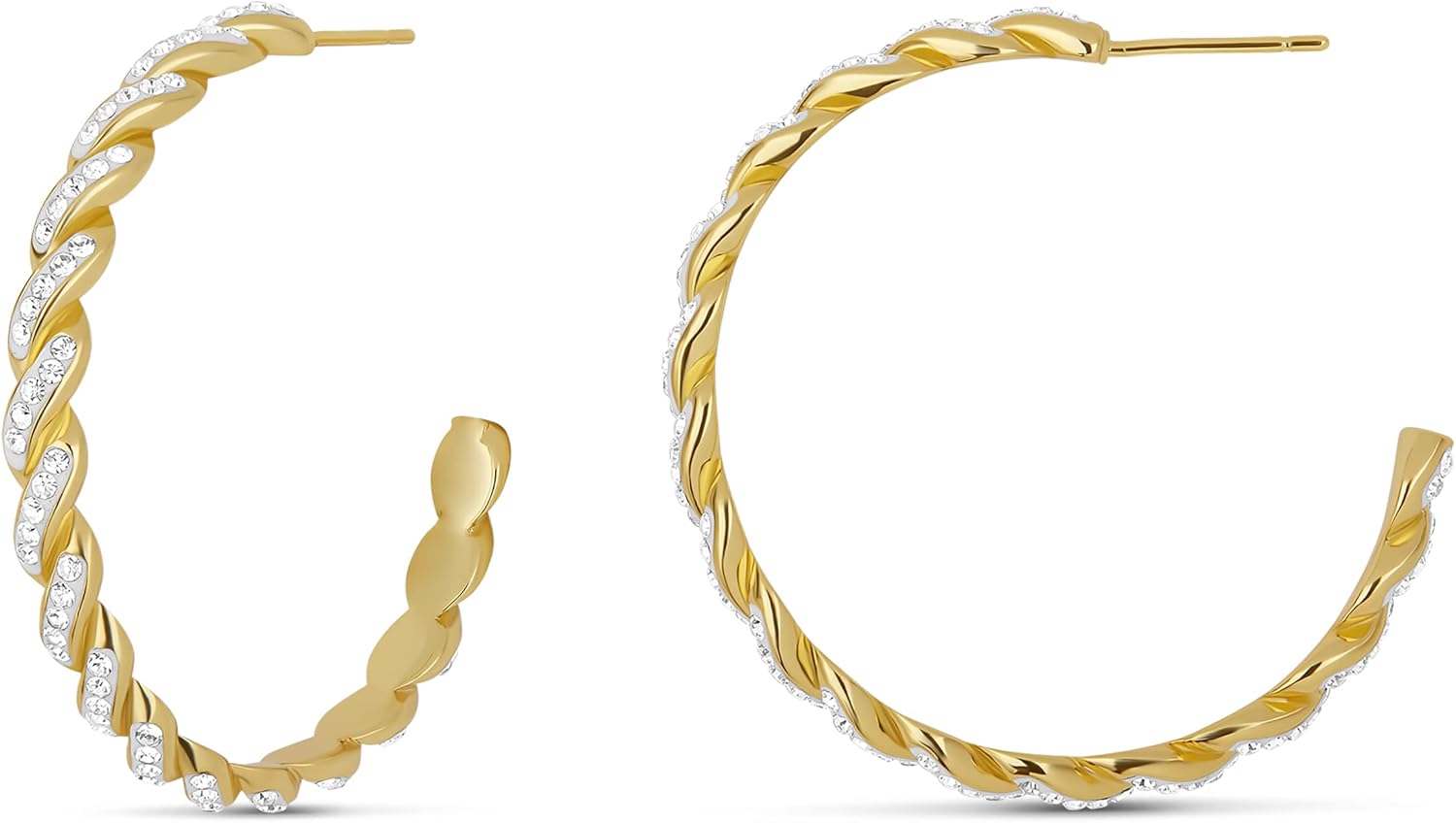 MILLA Small Hoop Earrings For Women - Rhinestone Earrings - Gold & Sterling Silver Huggie Earrings - Twisted Small Gold Hoop Earrings for Women