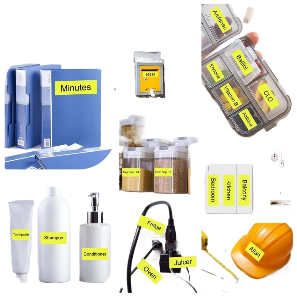 Ruban d'étiquettes noir sur jaune 10PK, Compatible avec le ruban D1 45018 1/2 pouces, ruban d'étiquettes Standard pour imprimantes LabelManager 100 120P