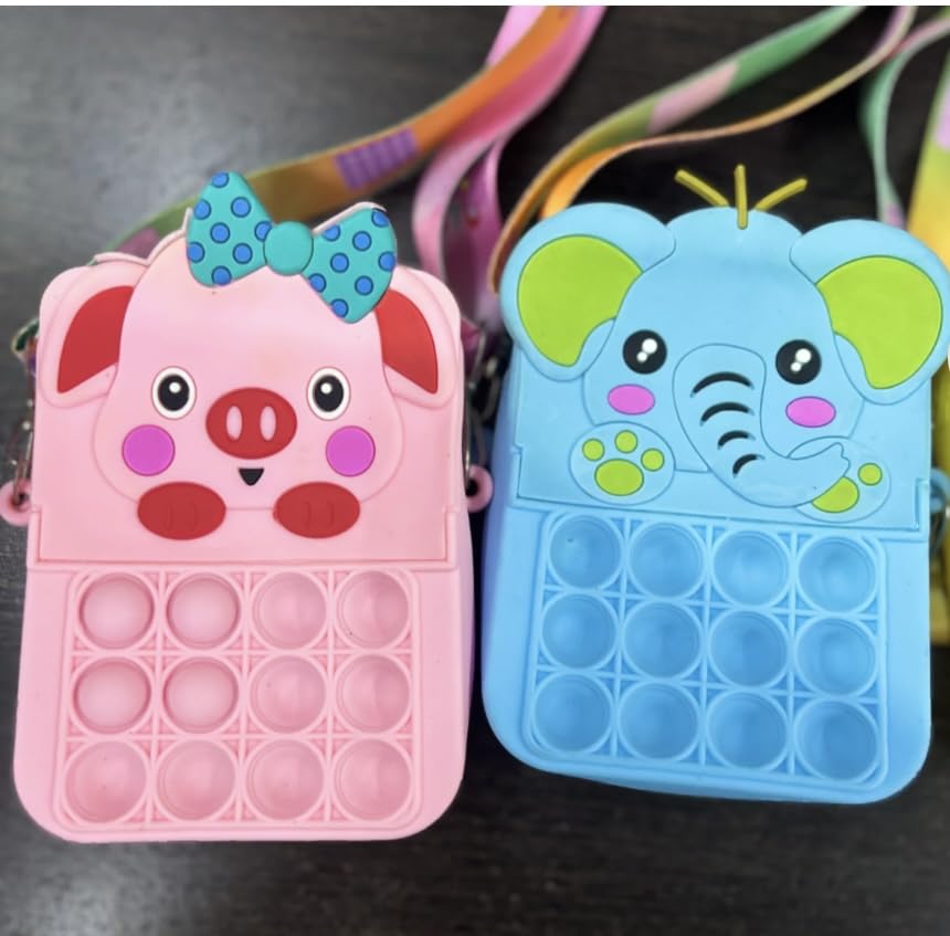 Returngifts Pack of 6 Popit Sling Bags - Birthday party for Girls | Shoulder Bag with Push Bubble Toy | Gifts for Kanjak Kanya Pujan on Navratri | Mixed Design and Colour (Multicolour) 4