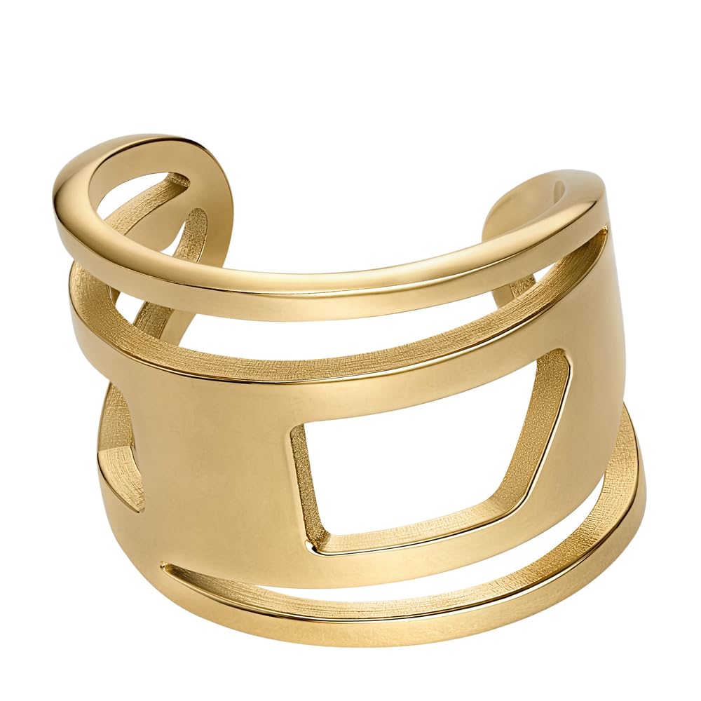 Diesel Ovale D-Logo Unisex-Edelstahlringe mit verstellbarem oder Knebelverschluss
