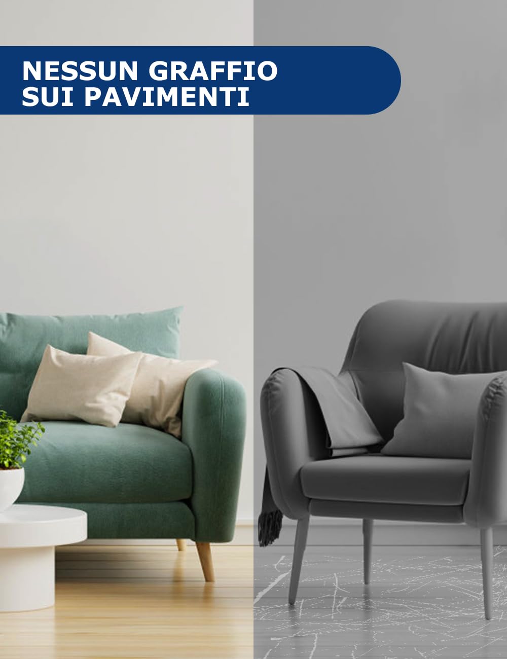 Rotolo Feltro Adesivo 4mm - Feltrini Per Sedie E Mobili, Antigraffio E Antirumore, Grigio