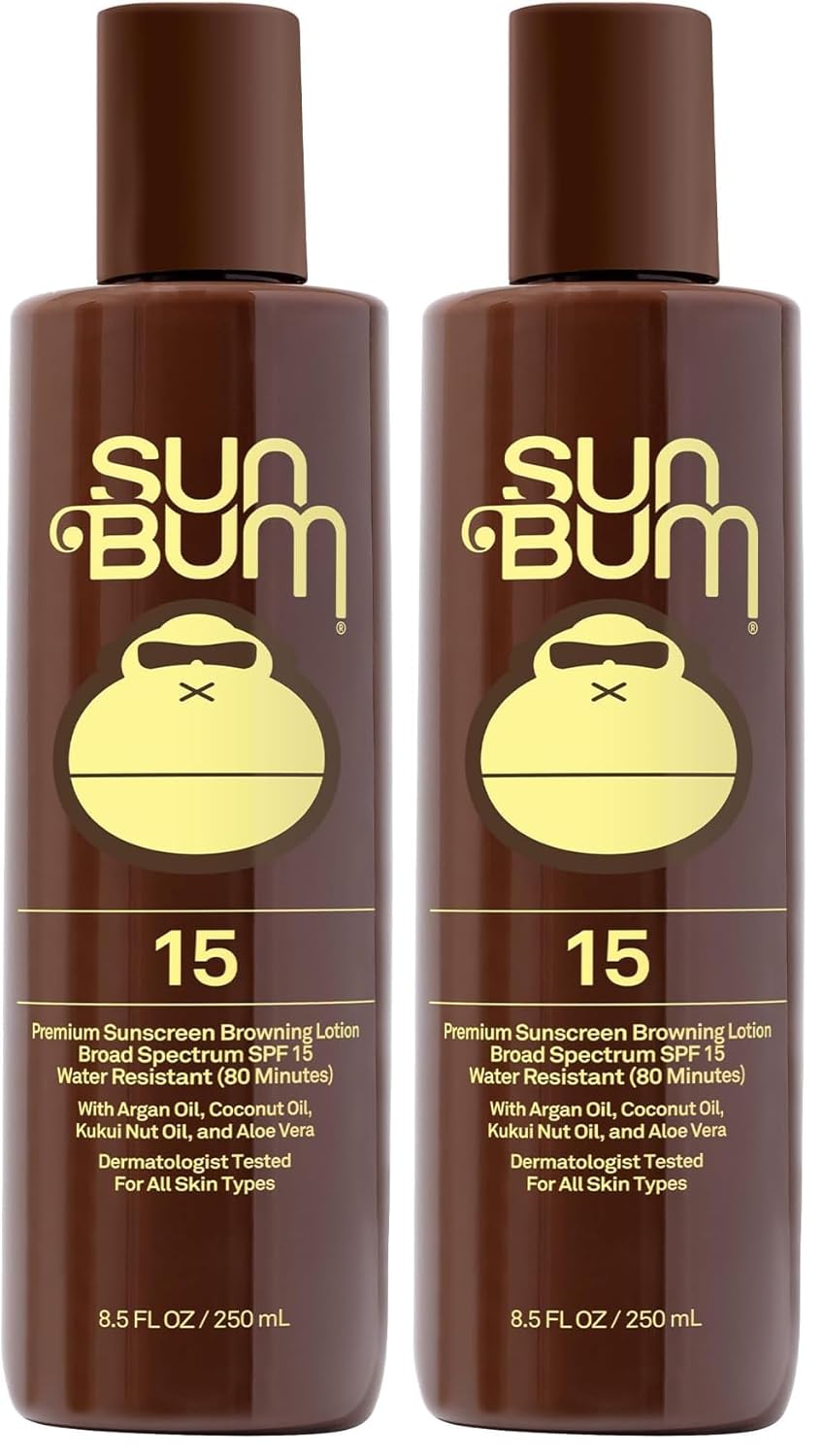 Sun Bum SPF 15 Browning Body Lotion - Water-Resistant Broad Spectrum Moisturizing Tanning Lotion with Vitamin E - Hawaii 104 Act Compliant (Made Without Octinoxate & Oxybenzone) - 8.5 Fl Oz