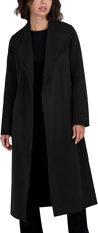 Tahari Women's Maxi Double Face Wool Blend Wrap Coat Jacket