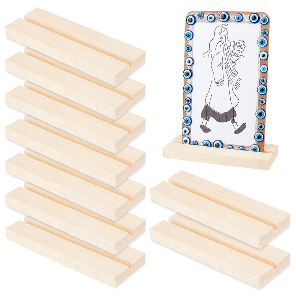 OLYCRAFT 10 Stück Tischkartenhalter Aus Holz Mit 6 mm Schlitz Schilderhalter Mit Holzsockel 12.7x4.5x1.2 cm Tischnummernständer Aus Holz Für Tischnummernschilder Hochzeitsfeiern Und Veranstaltungen