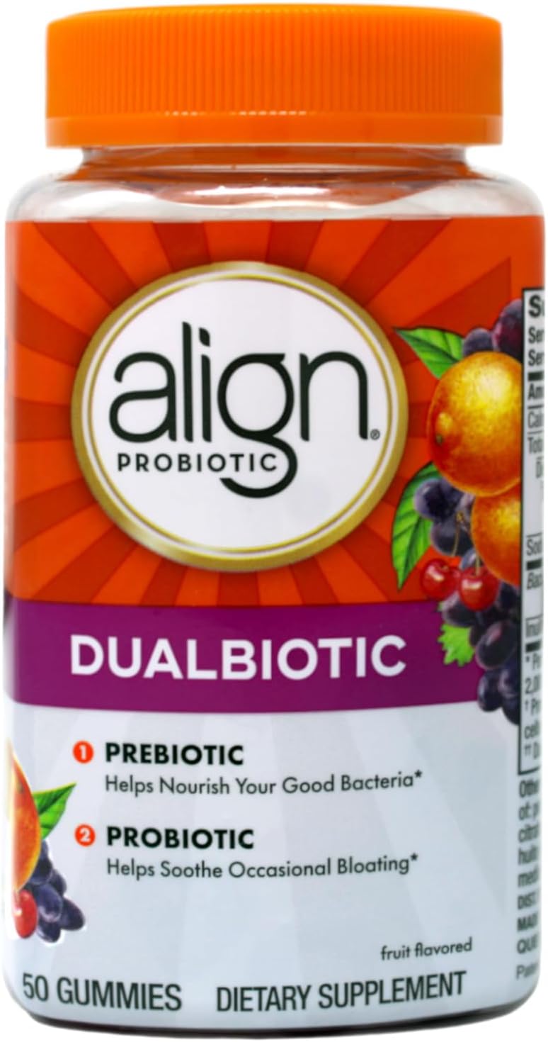 Align Digestive Health Prebiotic + Probiotic Gummies Fruit Flavored – 50 ct