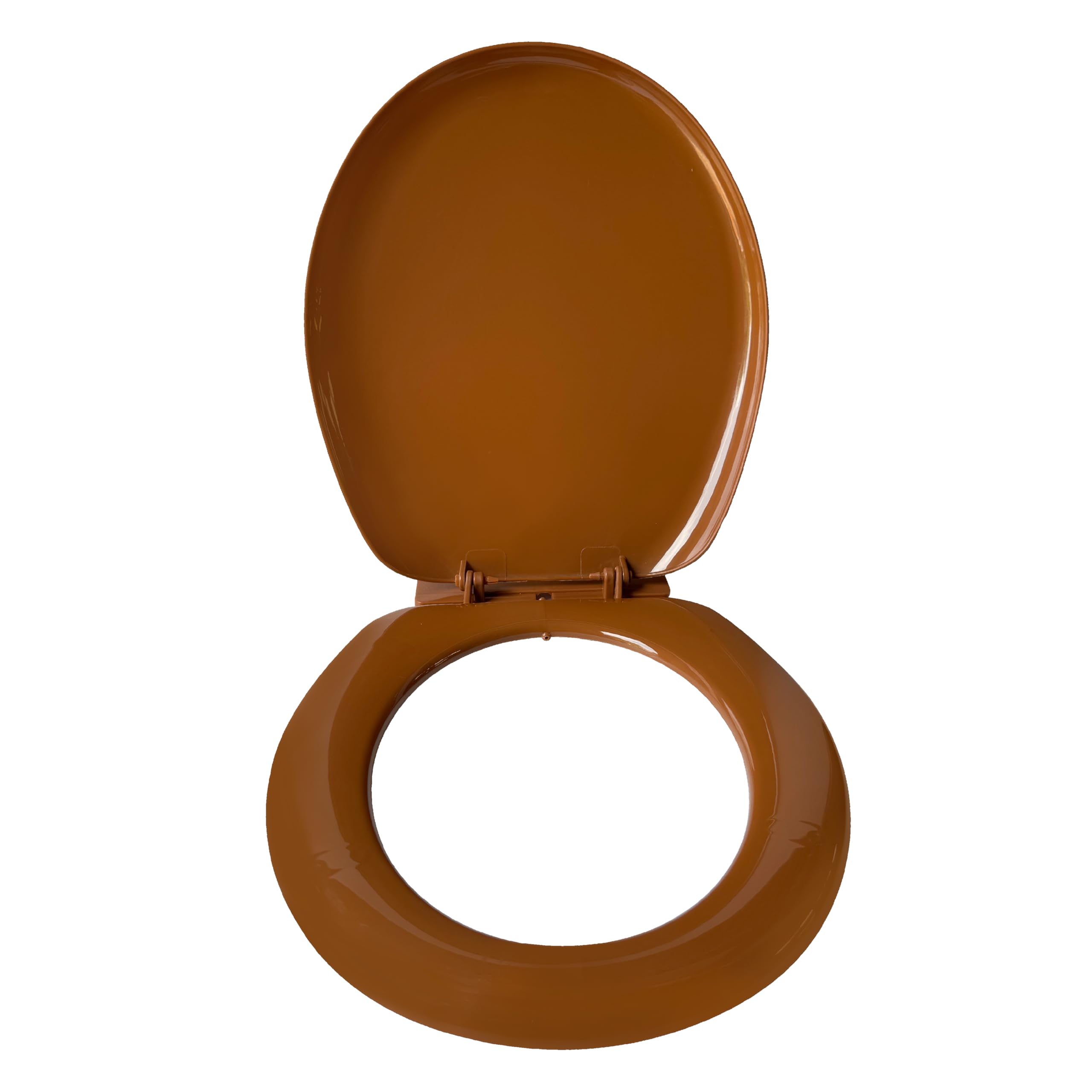 LUXART Oval Shape Toilet Seat Cover (17L x 14.5W CM) | Glossy PP Finish with Round Edges | Non-Soft Closing Commode Seat with Cover | Brown Western Toilet Seat Cover With Installation kit