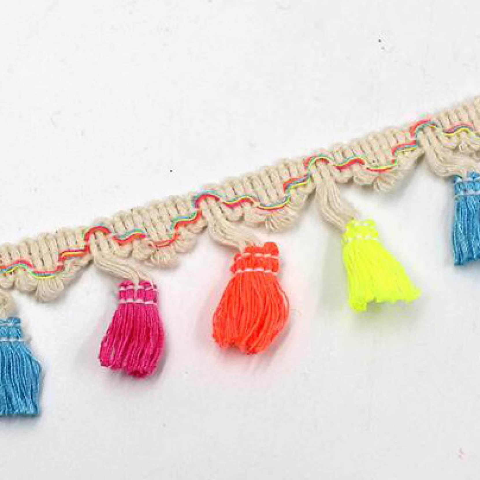 Garniture à Franges à Pompons, Ruban à Franges en Dentelle, 2 mètres, for Confection de Robes de mariée Latines, Rideaux Faits à la Main(Transparent)
