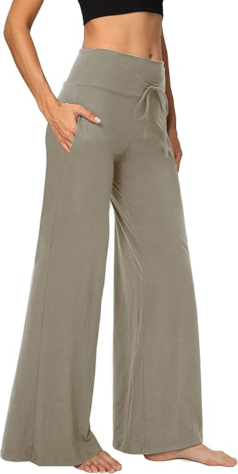 1/3 Pack Wide Leg Yoga Pants for Women, Comfy Lounge Pajama Sweatpants Loose Causal Palazzo with Pockets