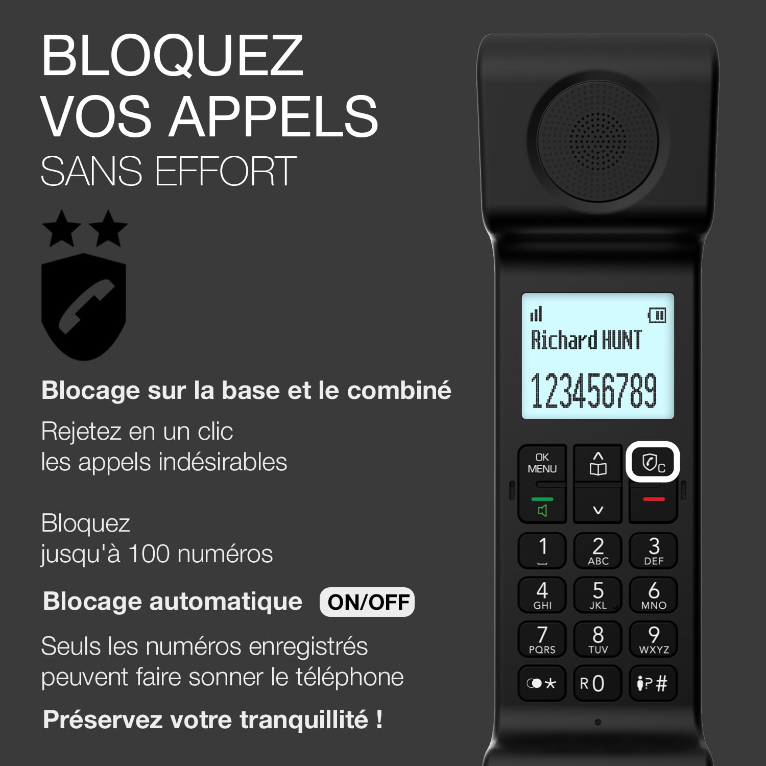 ALCATEL Epure Premium Téléphone Fixe sans Fil DECT avec Répondeur Design Vintage Noir