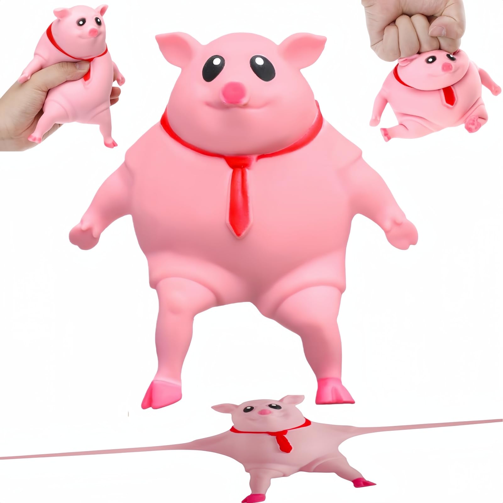 Stretchy Glue-Sand Filled Rubber Pig , Latex Piglet Soft Decompression Doll Toy, Animal High-Elastic Stretchable Decompression, Decompression Toy for Adults and Children (Pig-S)