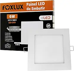 Foxlux Painel LED Quadradorado para Embutir Foxlux - 6W - 6500K - Bivolt