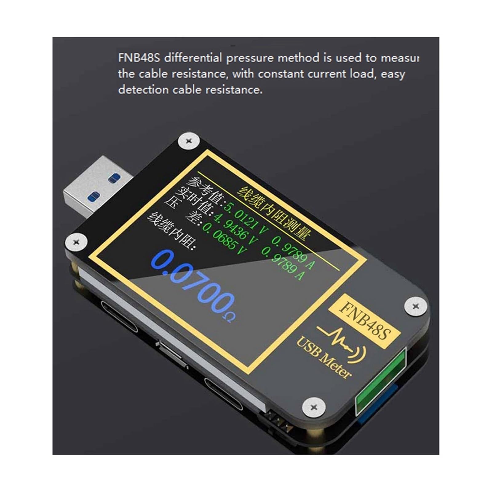Tester USB,Tester kabla USB, FNB48S Tester Napięcia Pojemnościowego USB Miernik Prądu Monitor Analizator Wykrywania Mocy Narzędzia Testowe Z do sprawdzania pojemności, czyszczenia pojemności