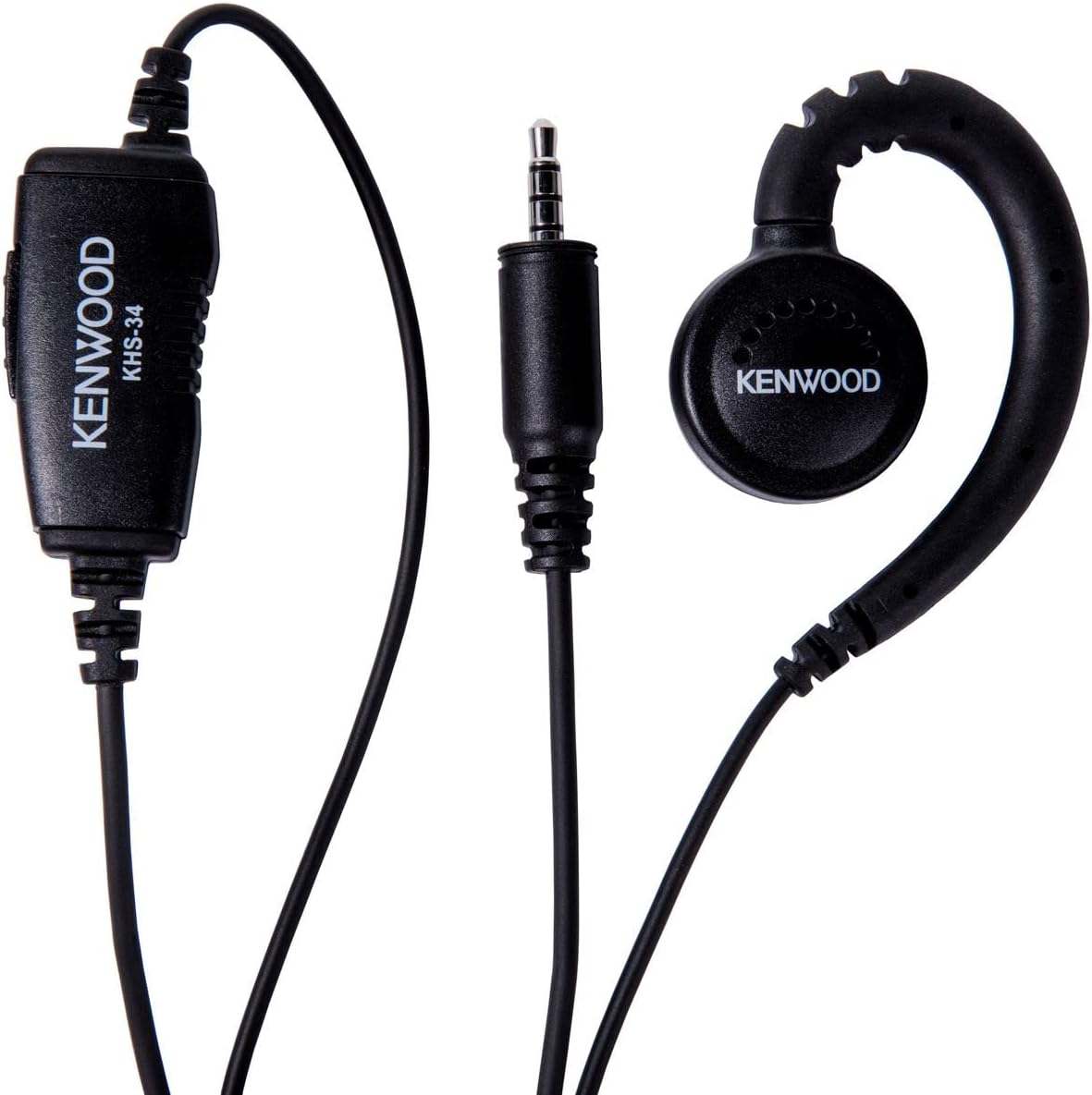 Kenwood KHS-34 Walkie Talkie Earpiece with Mic, C-Ring Ear Piece for Walkie-Talkie, in-Line PTT Switch, Compatible with ProTalk PKT-23 Portable Radios