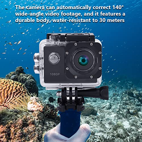 Topiky 1080P Sports Camera,30m Waterproof 140° Wide Angle Action Camcorder with 2in TFT LCD HD Screen,Single Shoot and Snapshoot Function(Black) - Image 3