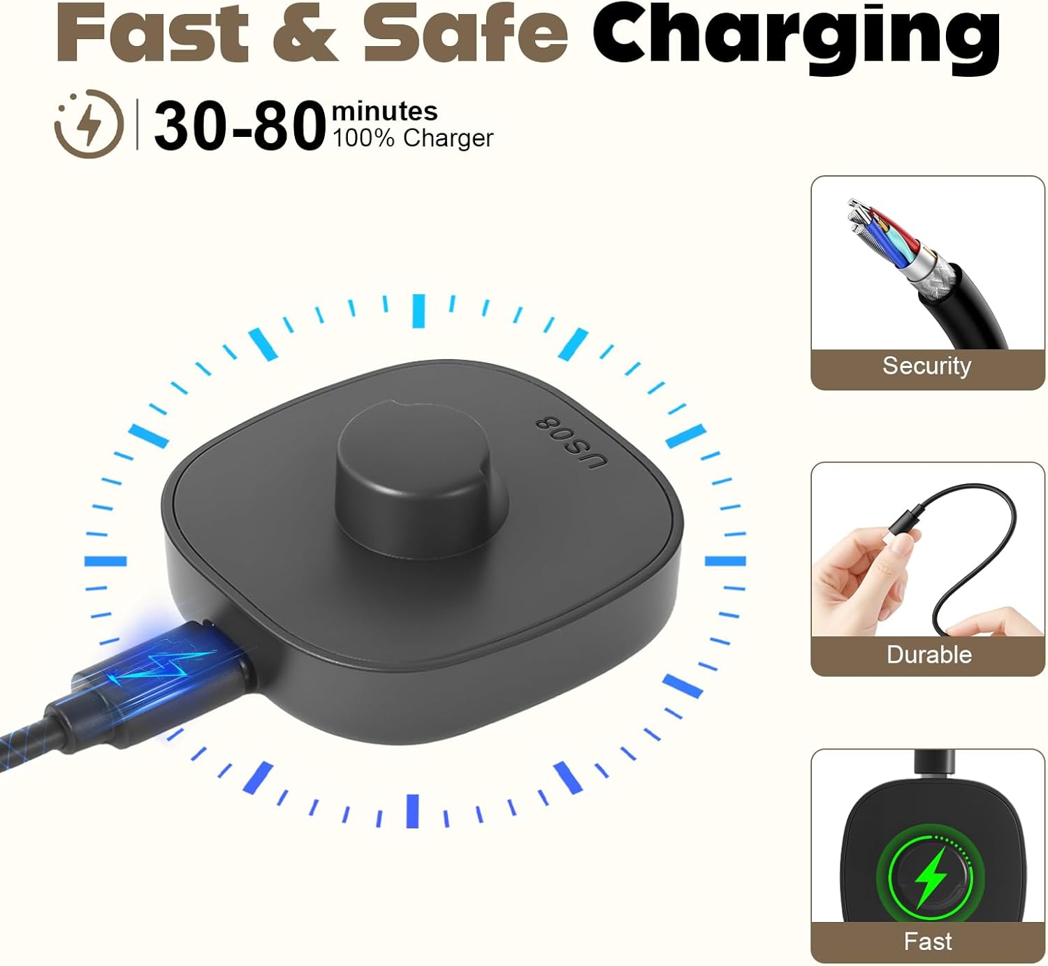 Compatible with Ring Gen 3 Size 8 Charger, Upgraded Safety Mechanism and USB-C Cable Charger One-Step ChargingDock for Smart Ring (Size 8)