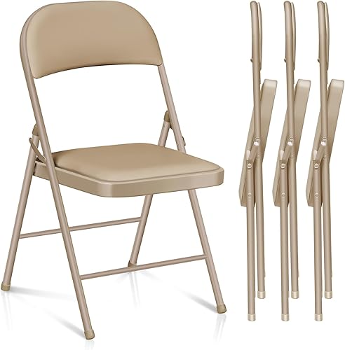 Miniatura 9 de Sillas Plegables con Asientos Acolchados - Paquete de 4 Sillas Plegables Acolchadas con Marco de Acero para el Hogar y la Oficina, Eventos en