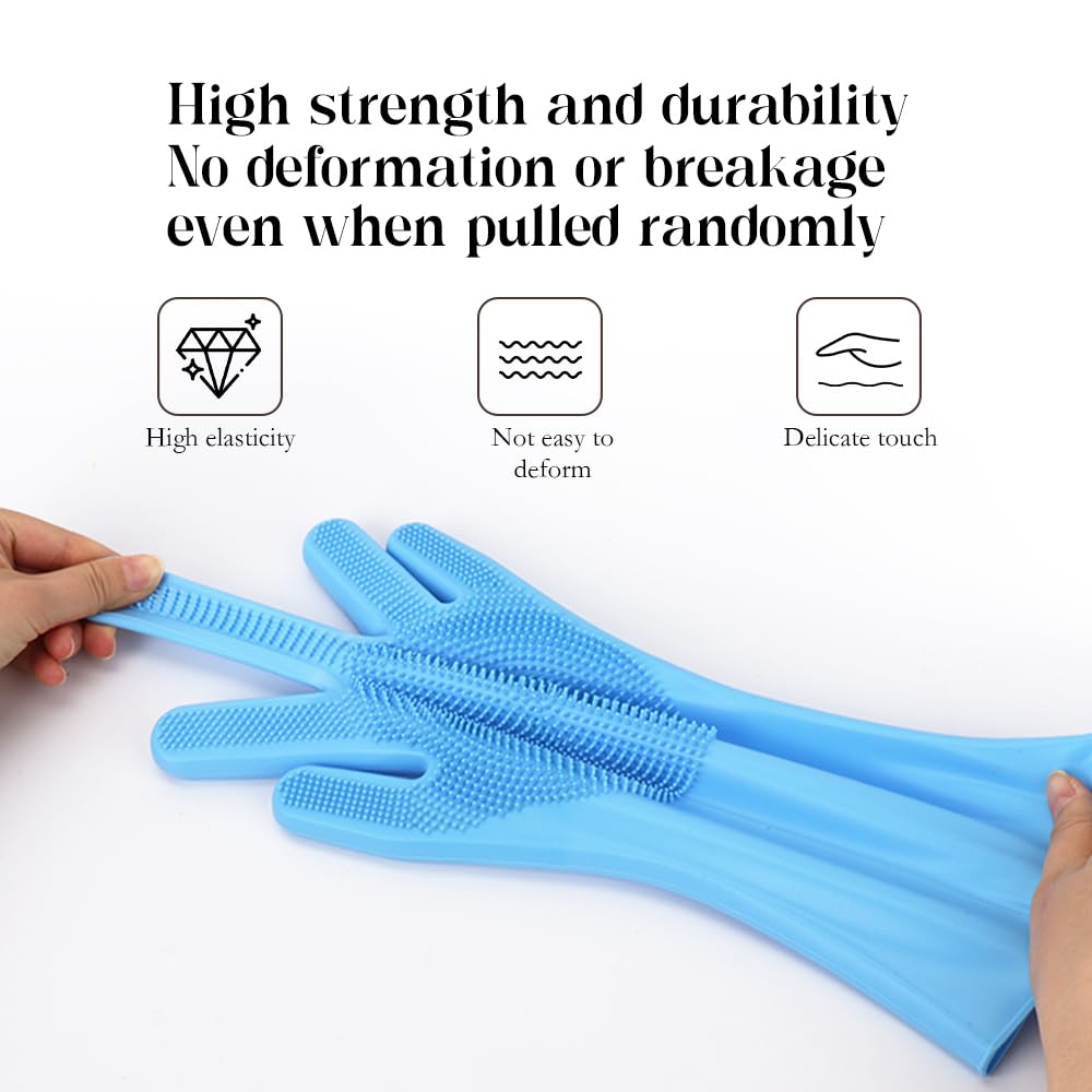 FIDWALL 6 Pcs Pet Washing Grooming Kit,Includes Dog Washing Gloves,Dog Bath Brush,Dog Toothbrush Finger Sleeves,Cat and Dog Bathing,Supplies Silicone Material,Meet Pet Care Needs - Image 3