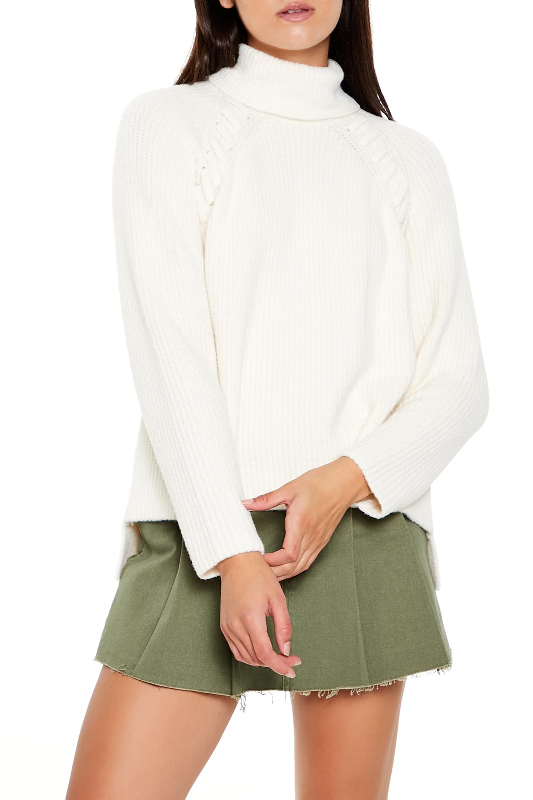 Forever 21 Maglione da donna a collo alto con cuciture a frusta