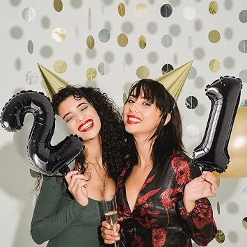10 pcs 16 0-9 Black Number Mylar Balloons Set Decoration | Black Number Foil Balloons for Decore Birthday Show Wedding Anniversary, Graduation Theme Party Events Party