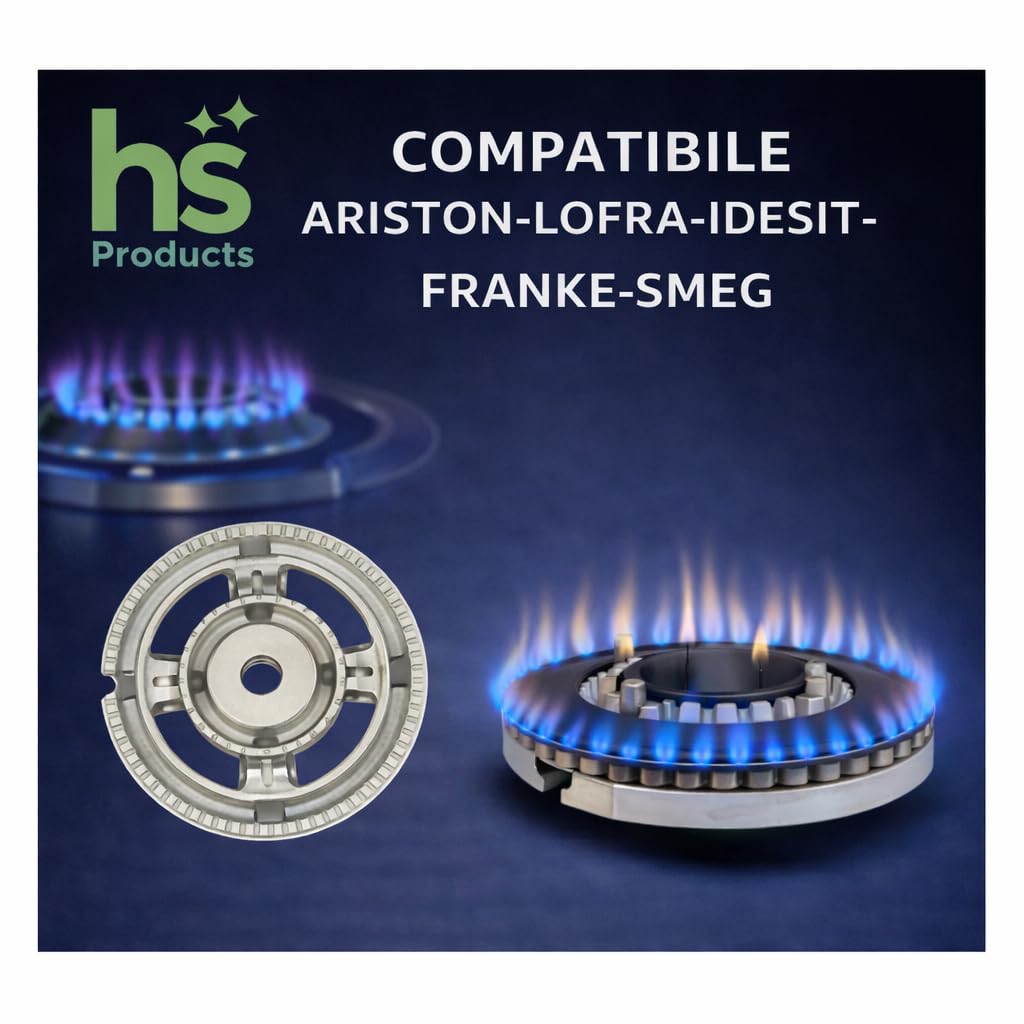 Ricambi Cucina a Gas – Bruciatore Tripla Corona con Piattello – Bruciatore Grande per Piano Cottura – Compatibile Ariston, Indesit, Smeg, Franke, Lofra, La Germania