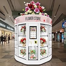 Touch Screen Flower Vending Machine, Commercial Fresh Flower Dispenser, 24/7 Self-Service Vending Equipment with Refrigeration, Multiple Payment Methods, for Malls Airports Hotels Hospitals