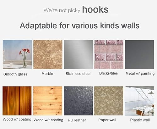 Miniatura 6 de Paquete de 30 ganchos adhesivos para colgar, ganchos de puerta de pared resistentes de 22 libras, gancho adhesivo de plástico transparente para