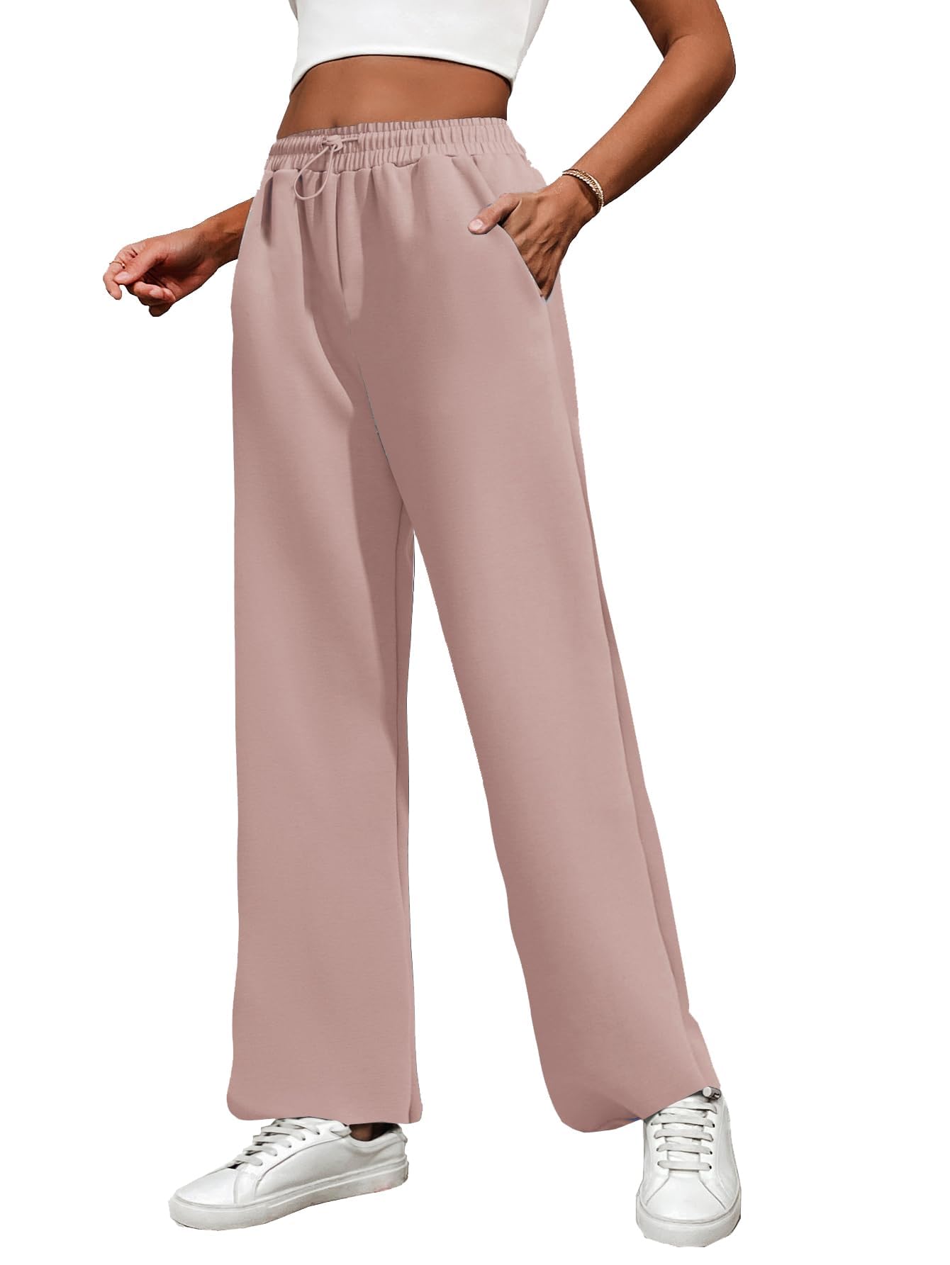 PINSPARK Pantaloni da Jogging da Donna Pantaloni Larghi Morbidi con Gamba Dritta Pantaloni da Jogger Lounge Sportivi Casual con Tasche