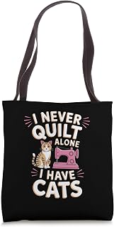 Quilting With Cats Funny Quilter Tee Tote Bag