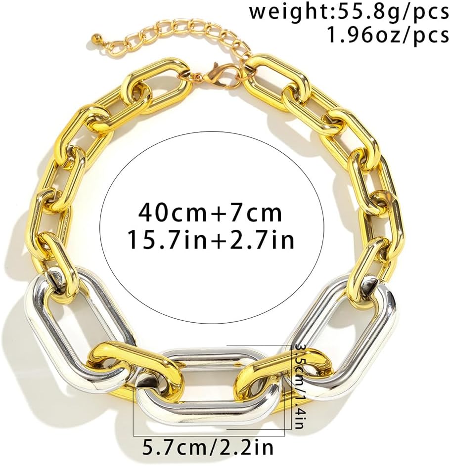 Chunky Cuban Link Necklace Buckle Choker Necklace Hiphop Thick Clavicle Statement Necklace Punk Chain Jewerly for Women - Image 5