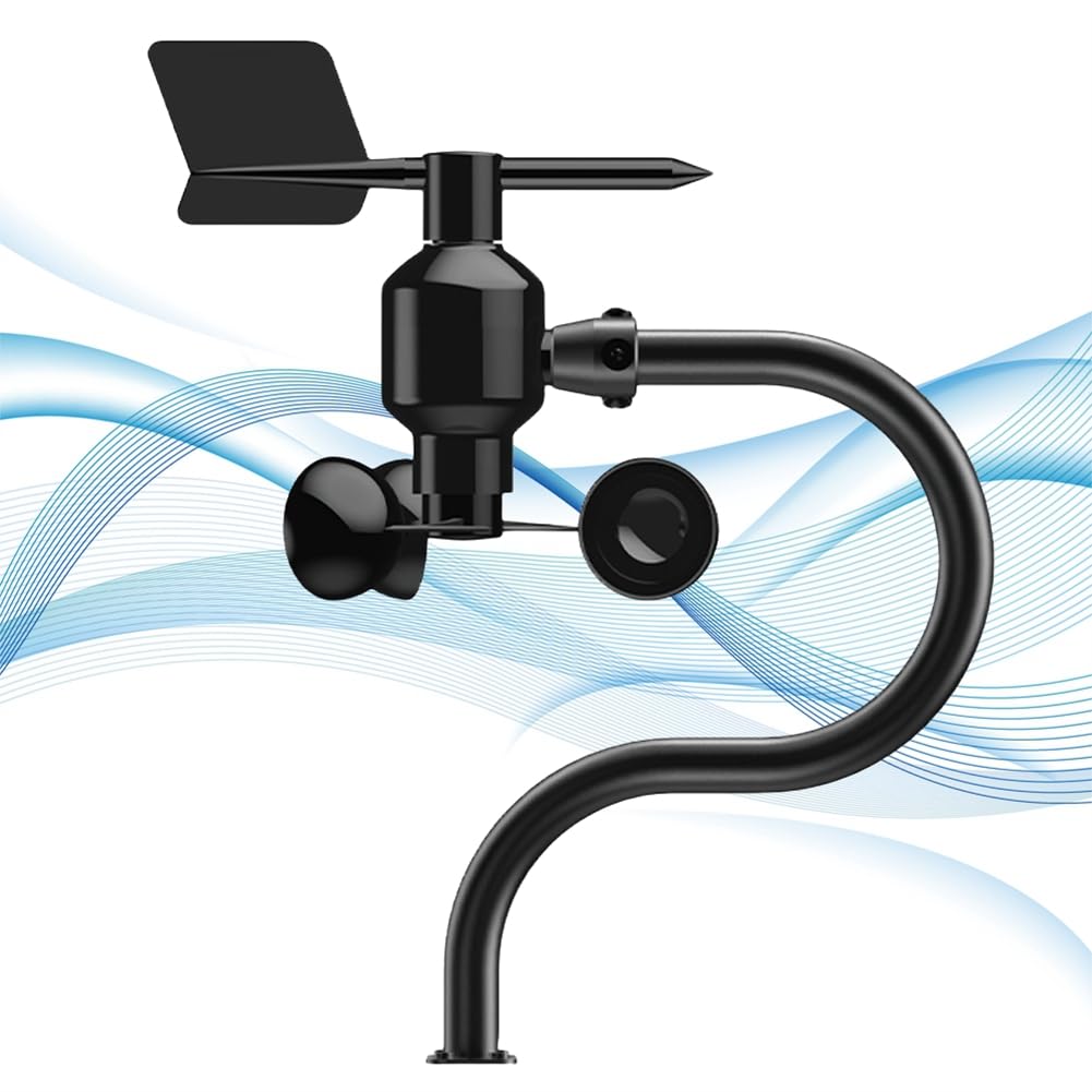 Jnchdghwa Black Agricultural Weather Station Wind Speed Sensor 0-60M/S Wind Direction Transmitter Polycarbonate 360° Monitoring Device